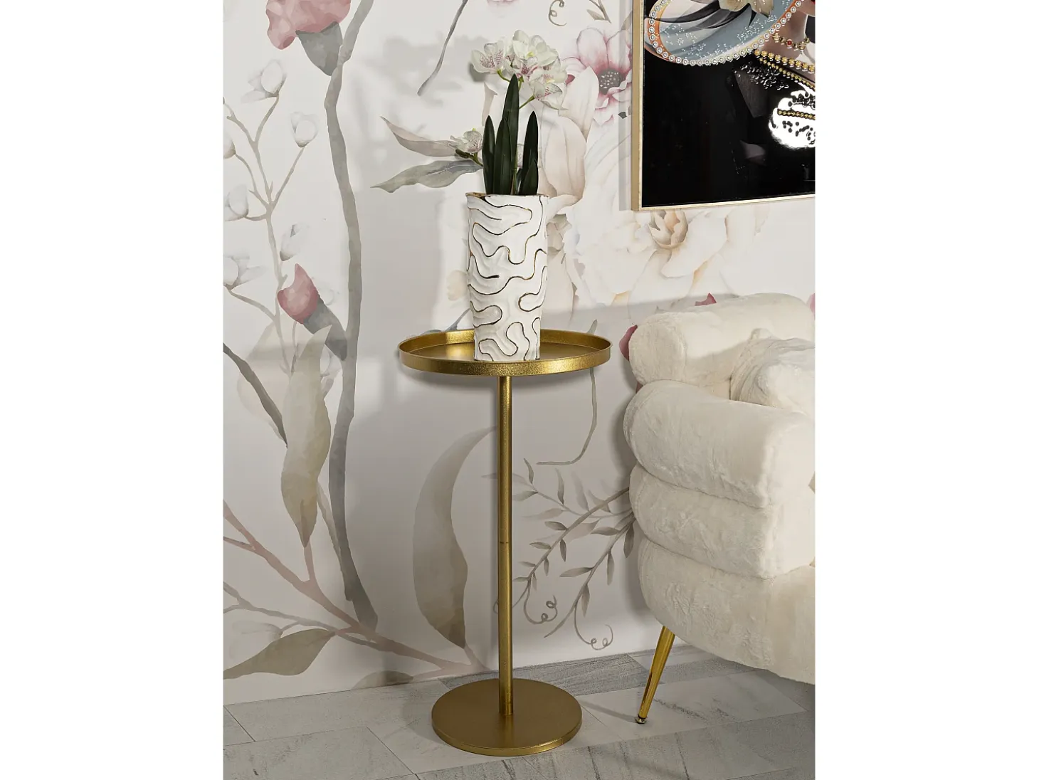 Mesa alta redonda de metal dorado 51x100cm Doha