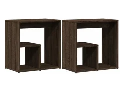 Mesa auxiliar 2 uds madera ingeniería marrón roble 50x30x50 cm