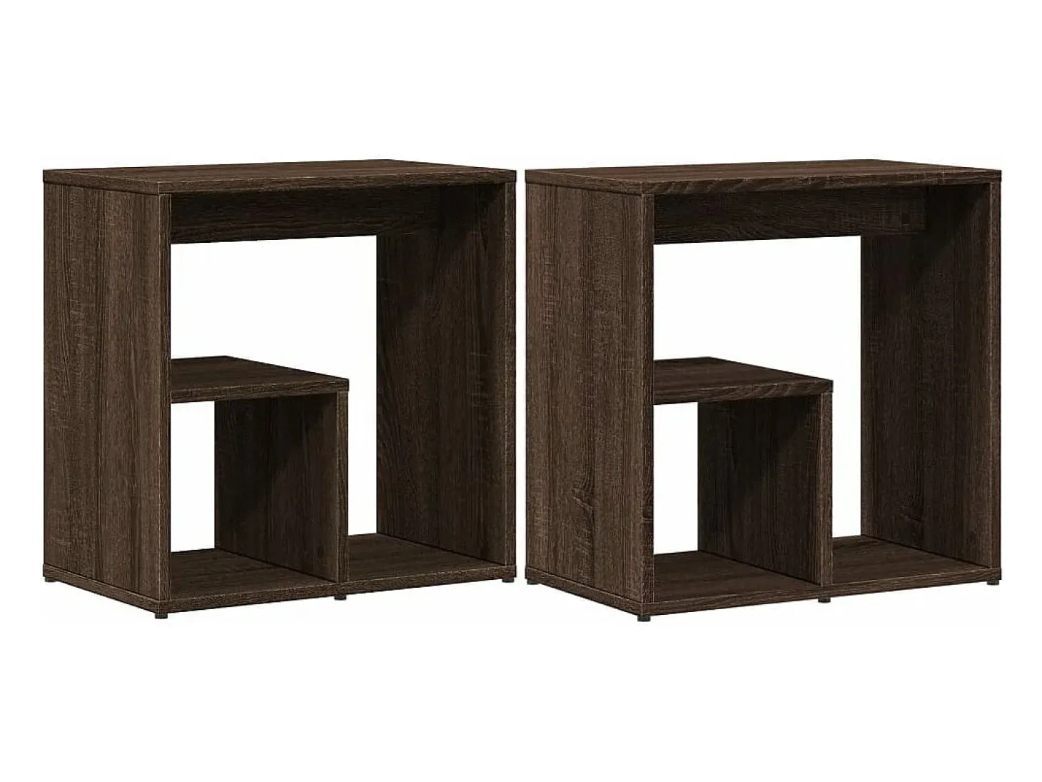 Mesa auxiliar 2 uds madera ingeniería marrón roble 50x30x50 cm