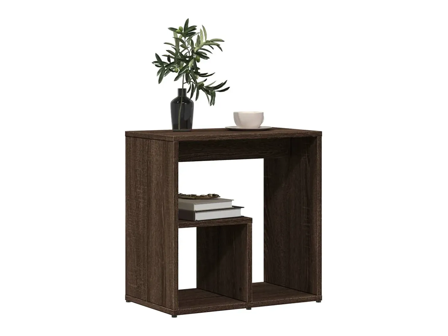 Mesa auxiliar 2 uds madera ingeniería marrón roble 50x30x50 cm