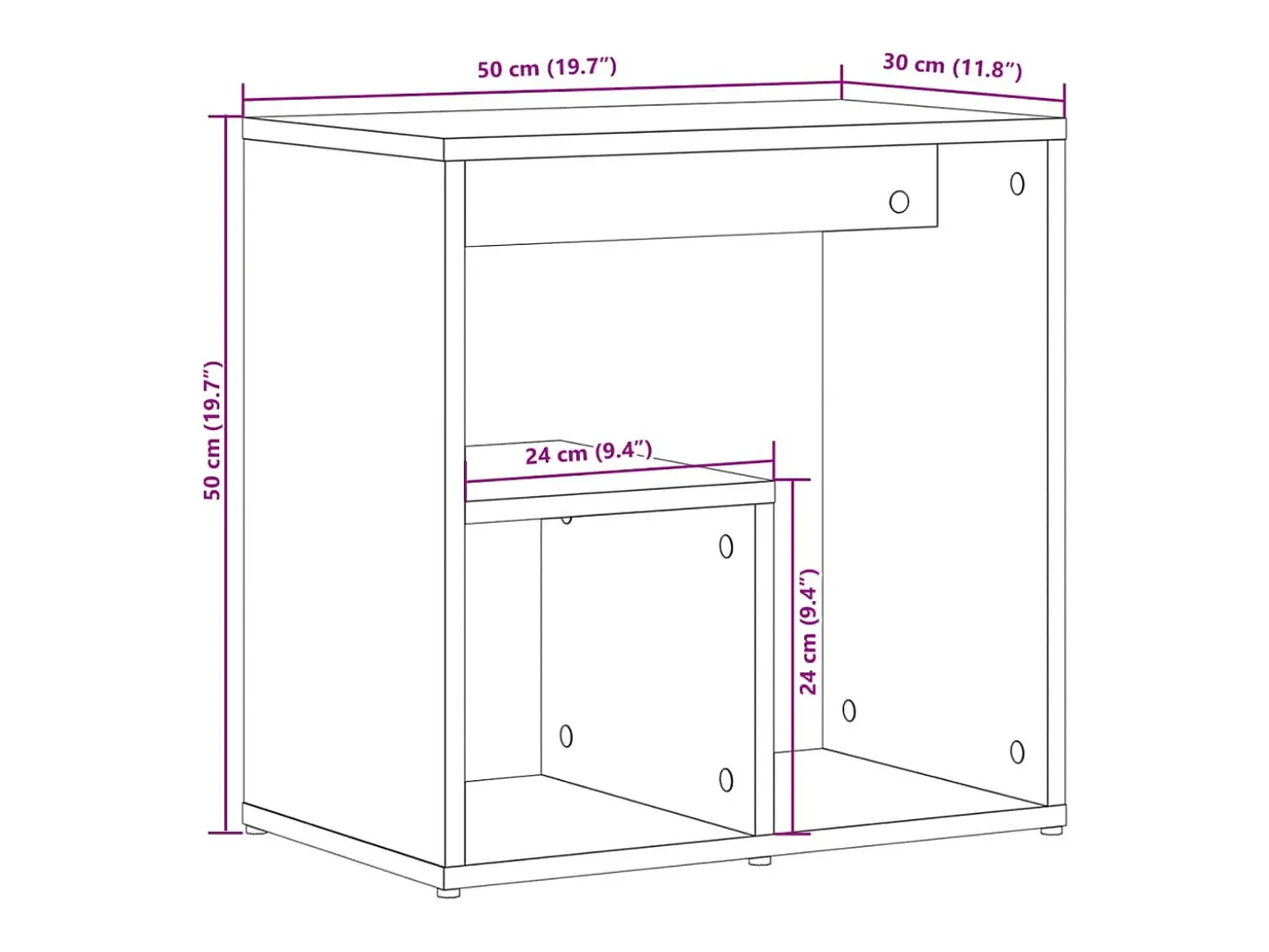 Mesa auxiliar 2 uds madera ingeniería marrón roble 50x30x50 cm