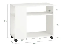 Mesa Auxiliar con 2 Estantes, Consola,Mesita de Noche con Ruedas FBT34-W SoBuy ES