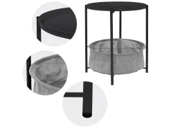 Mesa auxiliar con cesta Mesa de centro Mesa bandeja Mesa de sofá Metal Ø 43cm