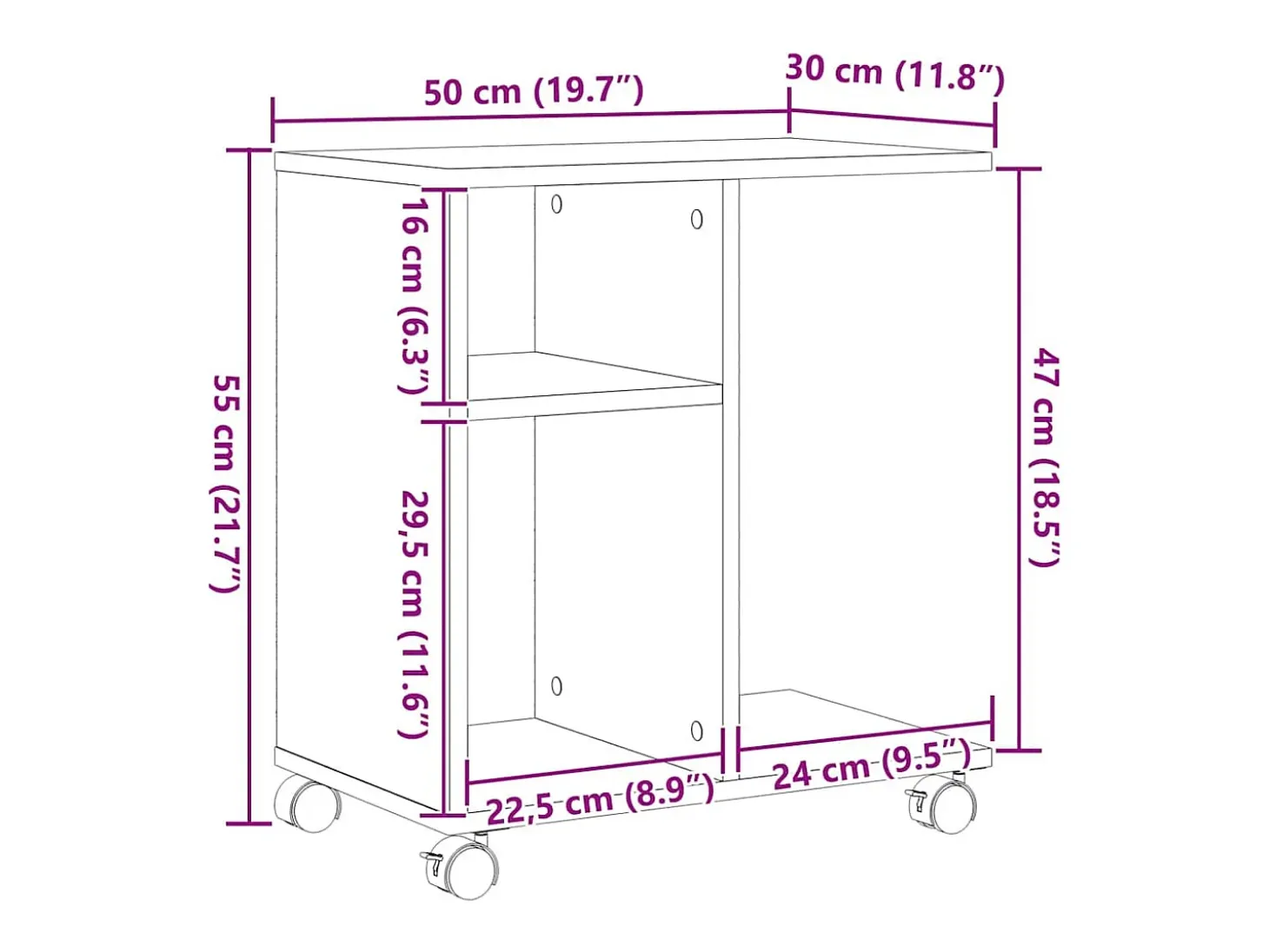 Mesa Auxiliar con estante Roble artisan 50 x 30 x 55 cm