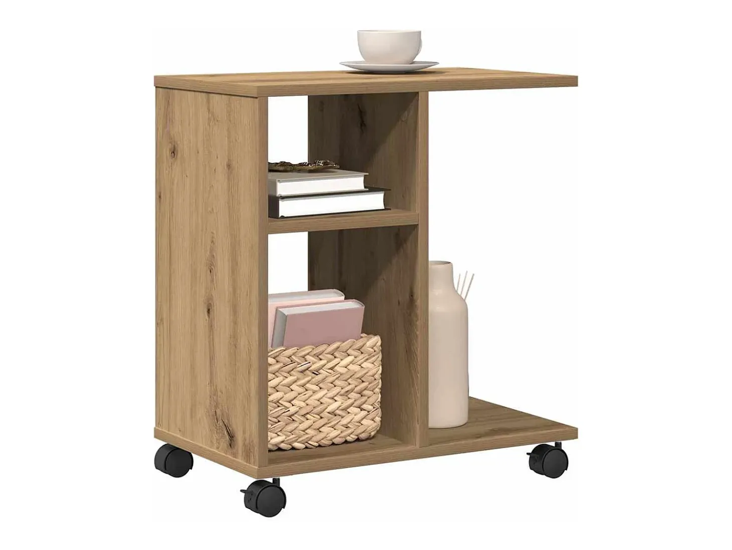 Mesa Auxiliar con estante Roble artisan 50 x 30 x 55 cm