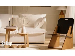 Mesa Auxiliar con Juntas de Espiga Mesita de Noche Mesa de Centro para Salón y Dormitorio 36 x 36 x 55 cm Marrón HFBT01-BR SoBuy ES