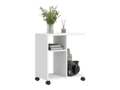 Mesa auxiliar con ruedas madera ingeniería blanco 50x30x55 cm