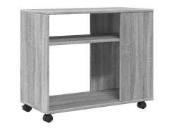 Mesa auxiliar con ruedas madera gris Sonoma 70x35x60 cm