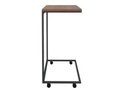 Mesa auxiliar con ruedas de contrachapado negro 55x35x70 cm