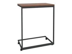 Mesa auxiliar con ruedas de contrachapado negro 55x35x70 cm
