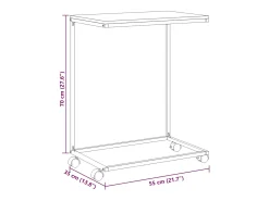 Mesa auxiliar con ruedas de contrachapado blanco 55x35x70 cm