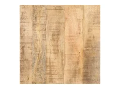 Mesa auxiliar con ruedas madera de mango rugosa 40x40x42 cm