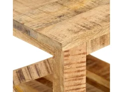 Mesa auxiliar con ruedas madera de mango rugosa 40x40x42 cm