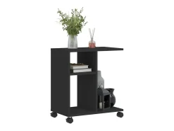 Mesa auxiliar con ruedas madera de ingeniería negra 50x30x55 cm