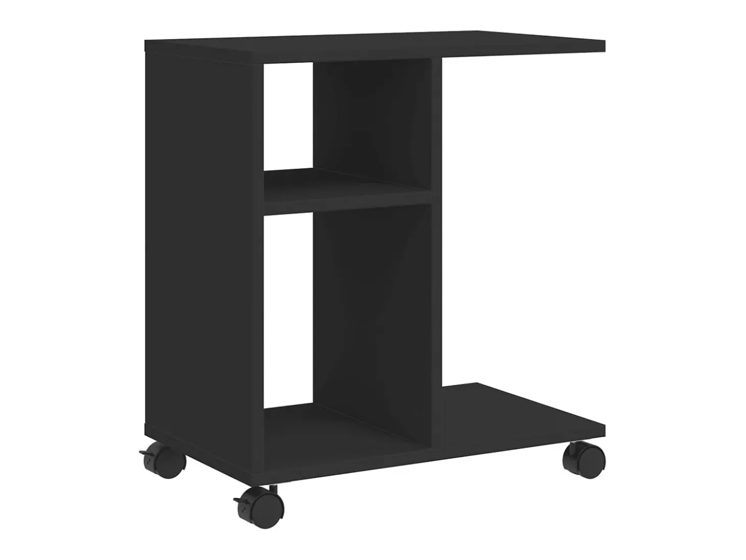 Mesa auxiliar con ruedas madera de ingeniería negra 50x30x55 cm