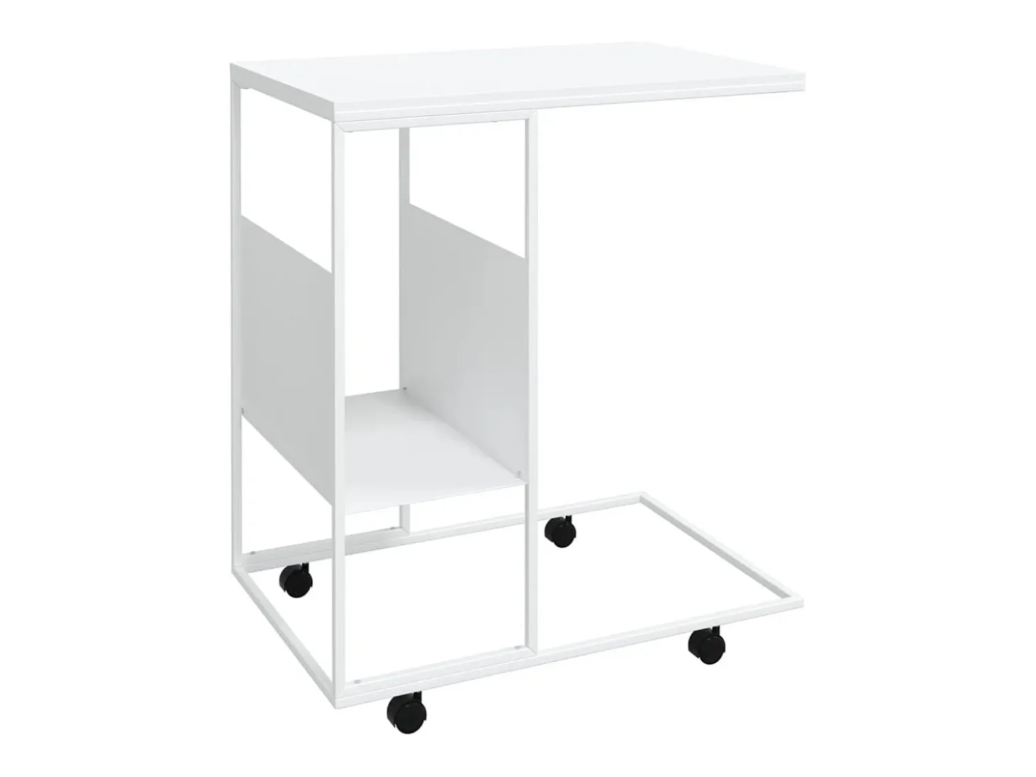 Mesa auxiliar con ruedas madera ingeniería blanco 55x36x63,5 cm ES477691