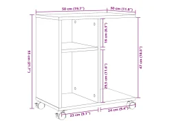 Mesa auxiliar con ruedas madera ingeniería Sonoma 50x30x55 cm