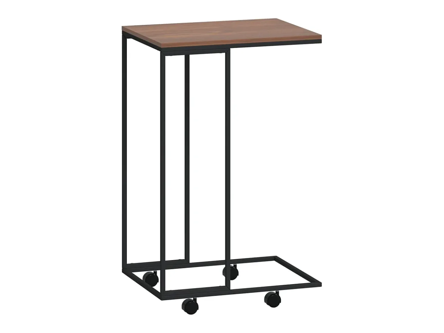 Mesa auxiliar con ruedas de contrachapado negro 40x30x63,5 cm