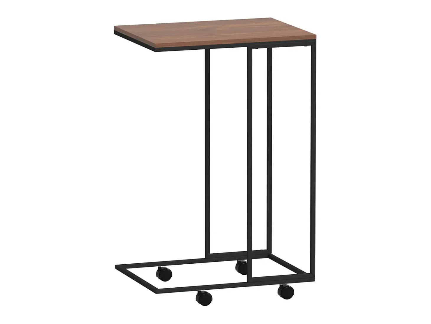 Mesa auxiliar con ruedas de contrachapado negro 40x30x63,5 cm