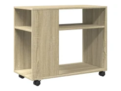 Mesa auxiliar con ruedas madera roble Sonoma 70x35x60 cm