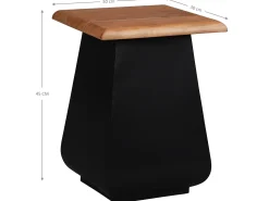 Mesa auxiliar con taburete flor metal/madera natural/negro WOMO-DESIGN