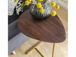 Mesa auxiliar contemporánea Léon de madera de mango y metal dorado