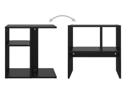 Mesa auxiliar de madera contrachapada negro 50x30x50 cm