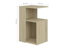 Mesa auxiliar de madera contrachapada color roble 36x30x56 cm