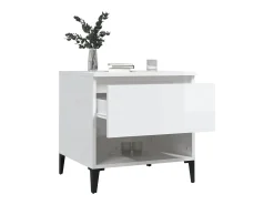 Mesa auxiliar de madera contrachapada blanco brillo 50x46x50 cm