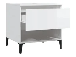 Mesa auxiliar de madera contrachapada blanco brillo 50x46x50 cm