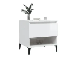 Mesa auxiliar de madera contrachapada blanco brillo 50x46x50 cm