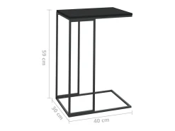 Mesa auxiliar de madera contrachapada negro 40x30x59 cm
