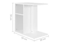 Mesa auxiliar de madera contrachapada blanco 50x30x50 cm