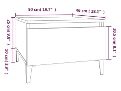 Mesa auxiliar de madera contrachapada blanco brillo 50x46x35 cm