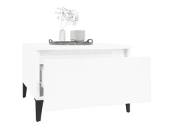 Mesa auxiliar de madera contrachapada blanco brillo 50x46x35 cm