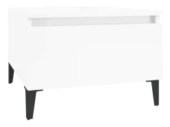 Mesa auxiliar de madera contrachapada blanco brillo 50x46x35 cm