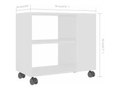 Mesa auxiliar de madera contrachapada blanco 70x35x55 cm