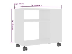 Mesa auxiliar de madera contrachapada blanco 70x35x55 cm