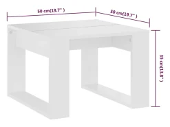 Mesa auxiliar de madera contrachapada blanco 50x50x35 cm
