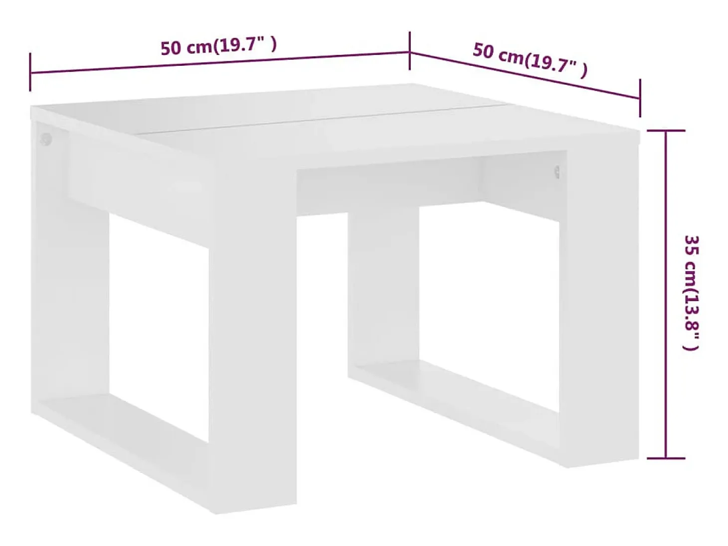 Mesa auxiliar de madera contrachapada blanco 50x50x35 cm