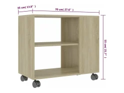 Mesa auxiliar de madera contrachapada color roble 70x35x55 cm
