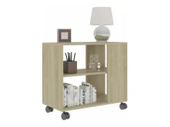 Mesa auxiliar de madera contrachapada color roble 70x35x55 cm
