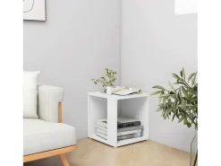 Mesa auxiliar de madera contrachapada blanco 33x33x34,5 cm