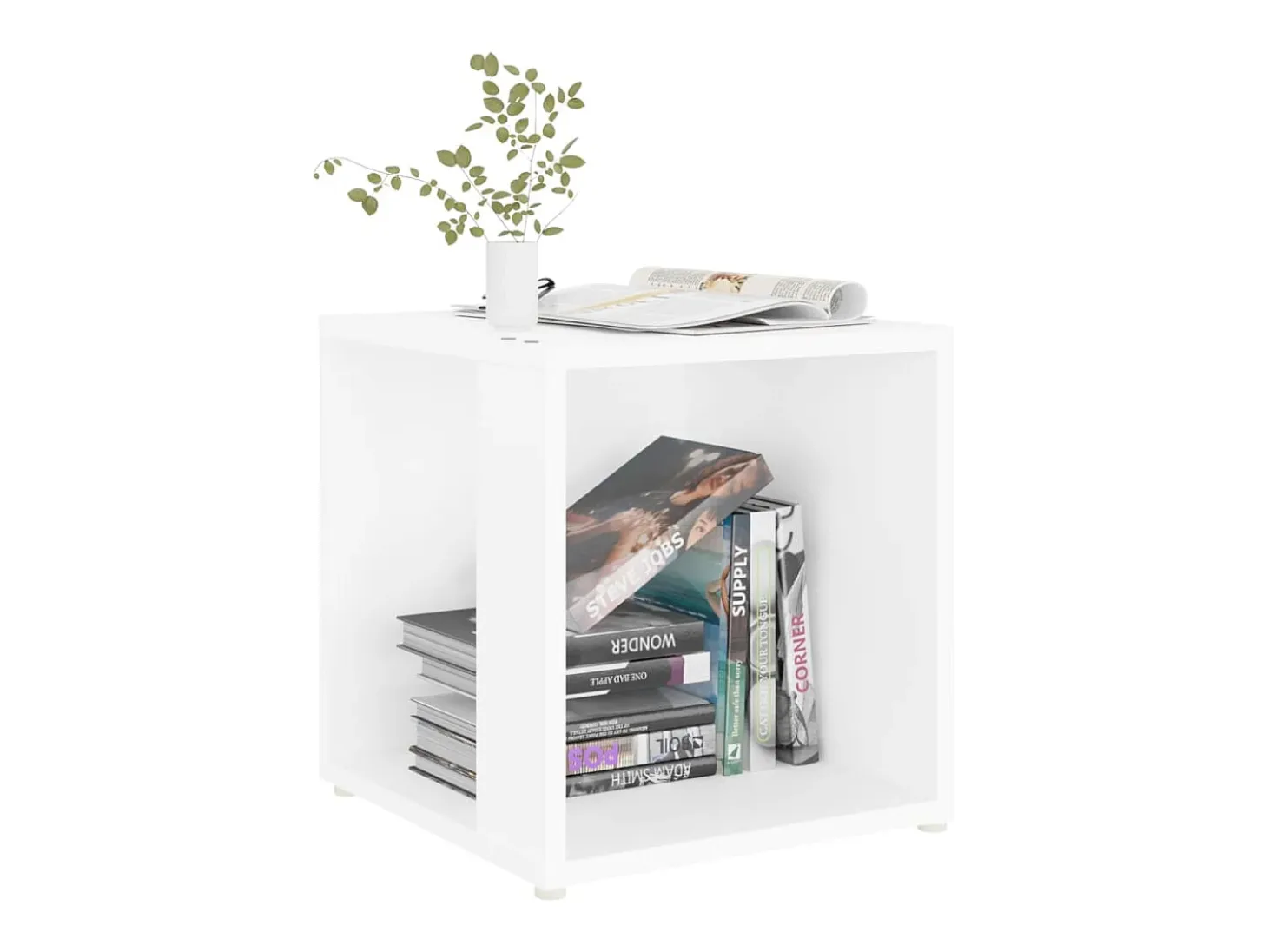 Mesa auxiliar de madera contrachapada blanco 33x33x34,5 cm