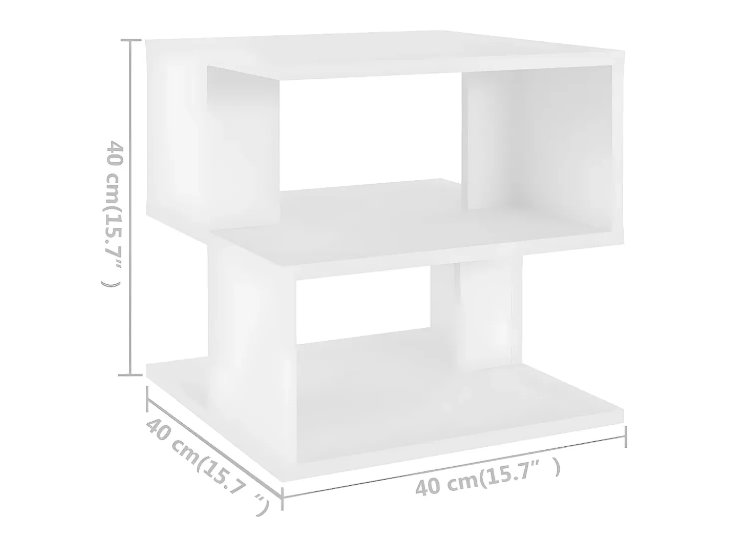 Mesa auxiliar de madera contrachapada blanco 40x40x40 cm