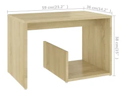 Mesa auxiliar de madera contrachapada roble Sonoma 59x36x38 cm