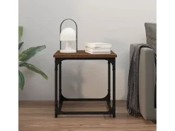 Mesa auxiliar de madera contrachapada marrón roble 40x40x40 cm