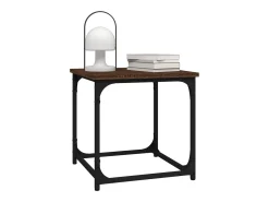 Mesa auxiliar de madera contrachapada marrón roble 40x40x40 cm