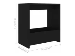 Mesa auxiliar de madera contrachapada negro 50x26x50 cm