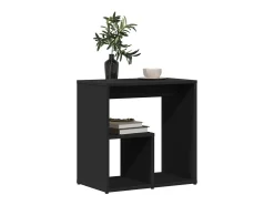 Mesa auxiliar de madera contrachapada negro 50x30x50 cm